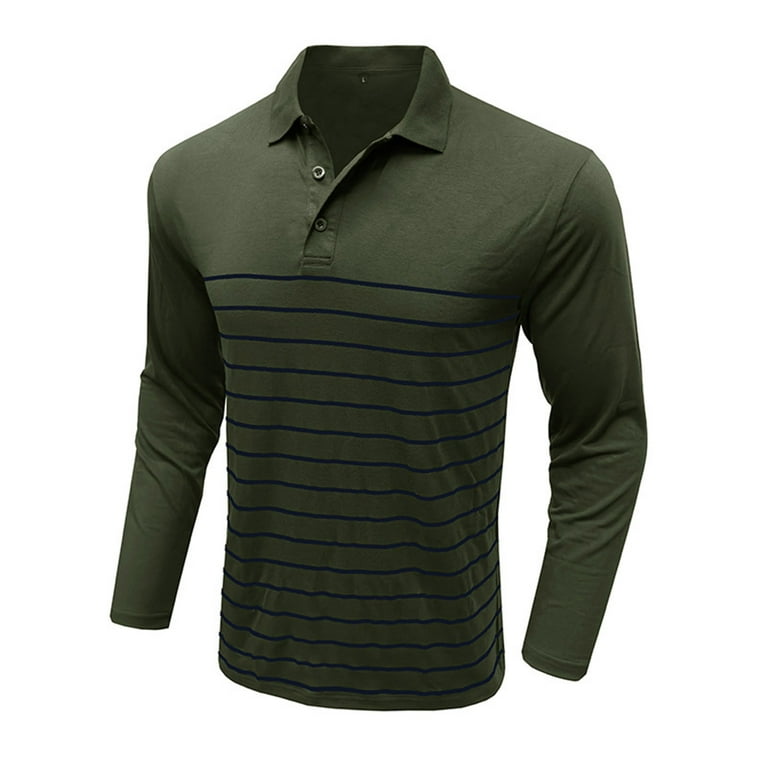 UVEASISHA Mens Fashion Striped Polos Shirts Long Sleeve