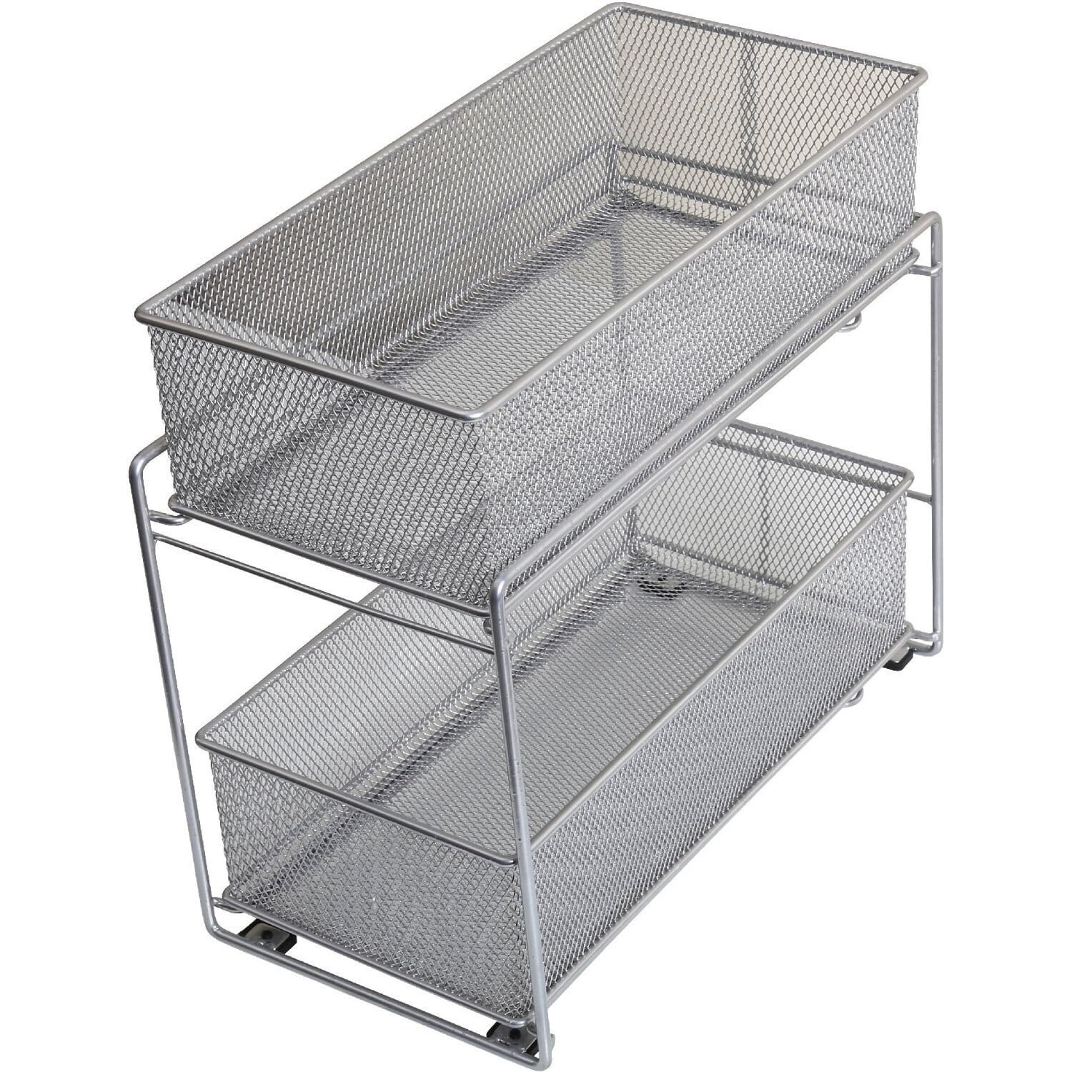 YBM Home 2 Tier Sliding Basket Organizer for Under the Sink or Cabinet