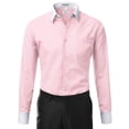 thumbnail image 2 of Berlioni Italy Men's Long Sleeve Two Tone Premium Dress Shirt, 2 of 3