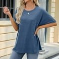 thumbnail image 6 of Summer Tops for Women 2024 Clearance! Mgmyaa Women T-Shirts Plus Size Crew Neck Short Sleeve Tops Funny Fashion Solid Color Fit Casual Tees, 6 of 7