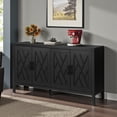 thumbnail image 2 of Gzxs 4-Door Wood Sideboard with Adjustable Shelf, 59.8" Modern Farmhouse Storage Cabinet w/ Solid Wood Legs & Metal Handles for Living Room, Entryway (Black), 2 of 10