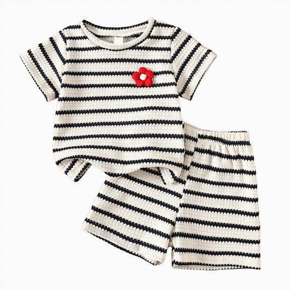 Girl Outfits Short Sleeve Tshirts and Shorts Summer Two Piece Sets Comfy Kids Clothing 6-12 Months 12-24 Months 2t 3t 4t 5t 6t 7t 8t 9t Children 9-10 Years