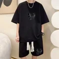 thumbnail image 3 of Conjunto deportivo de verano con estampado de marca y gofres para hombre, camiseta deportiva, pantalones cortos, traje informal, ropa deportiva, 3 of 5