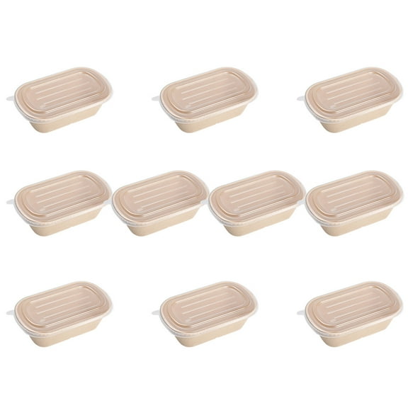 Monyance food storage box 10pcs 850ml Disposable Meal Prep Containers Paper Food Takeout Box Eco-friendly Lunch Boxes (Clear Lid)(9.06X5.24X1.85Inches)