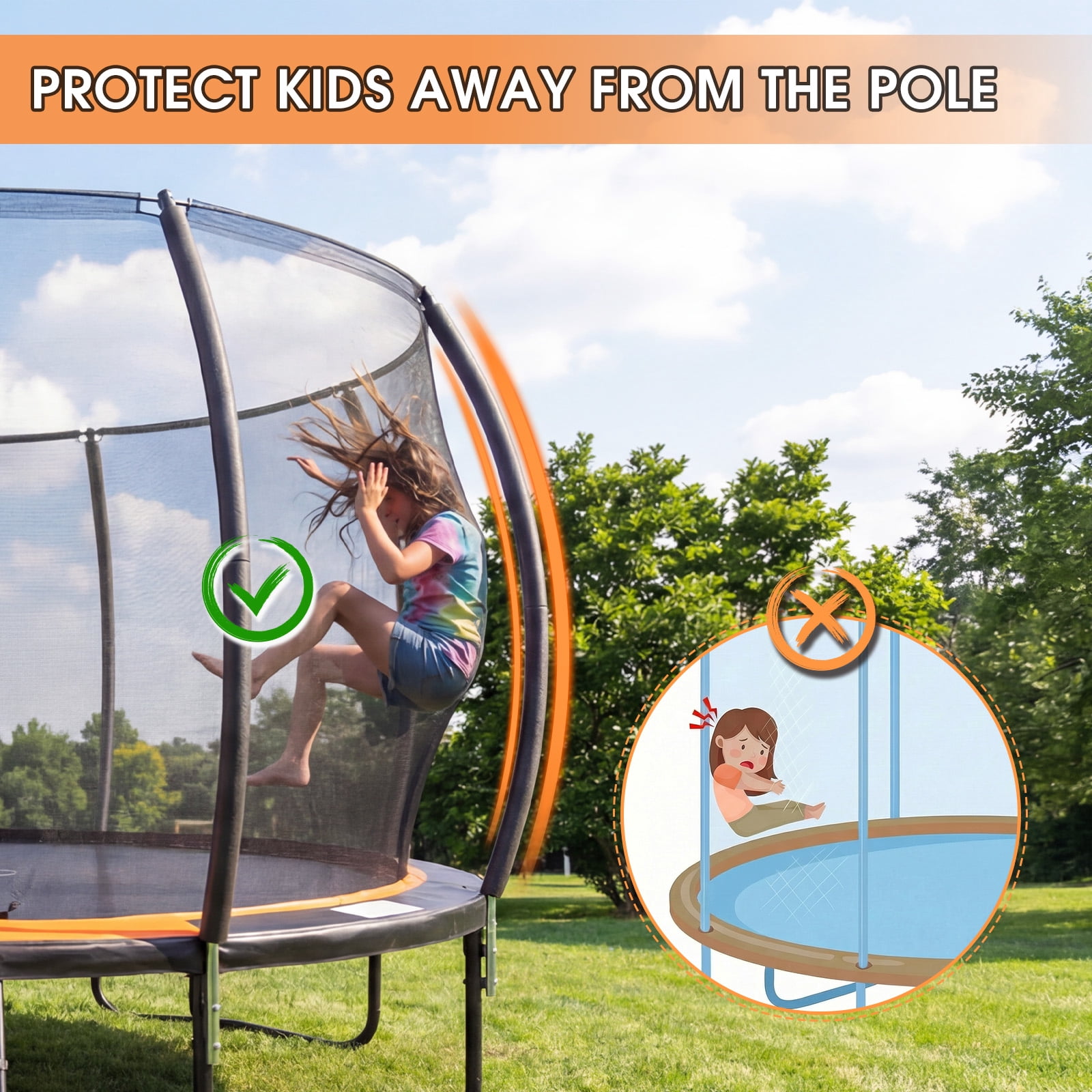 Lumeavetra Outdoor Trampoline for Kids & Adults with Anti-Rust Coating, Safety Enclosure Net, Basketball Hoop, Sprinkler & Ladder, Heavy-Duty Trampolne, Ideal Gift for Boys & Girls Birthday