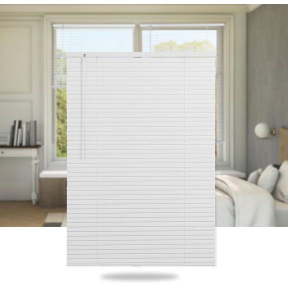Cordless Mini Aluminum Venetian Blinds 1 Inch Slat Room Darkening Anti-UV Waterproof 27 W x 48 H White
