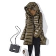 thumbnail image 2 of WEAIXIMIUNG Womens Down Jacket Women's Solid Color Mid Length Hooded Down Jacket with Drawstring Slim Fit Portable Outerwear, 2 of 4