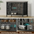 thumbnail image 5 of POAO 31.5"Assembly-Free Dog Crate Furniture for Small Dog, Foldable Dog Kennel Indoor with Tag &Adjustable Dog Bowls, Wooden Dog Cage,End Table, 5 of 7