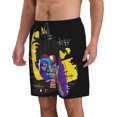 thumbnail image 2 of Jean Michel Basquiat Men's Beach Shorts Quick Dry Athletic Workout Swim Shorts Elastic Waist Drawstring Summer Shorts, 2 of 5