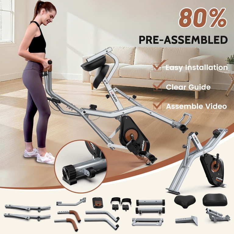 Pooboo Magnetic Exercise Bike with Arm Exerciser, Foldable photo 3
