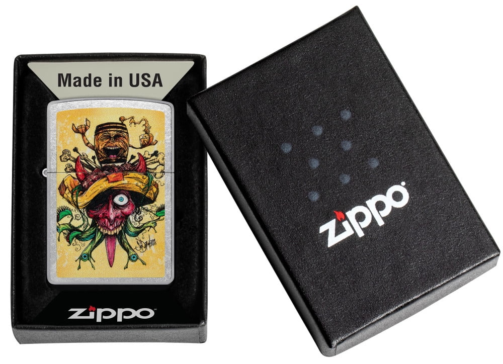 Zippo Sean Dietrich Devil Bull Design Street Chrome Pocket Lighter