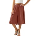 thumbnail image 3 of cocolona Womens Casual Loose High Waist Linen Pants Elastic Waist Straight Wide Leg Cropped Lounge Pants with Pockets, 3 of 5