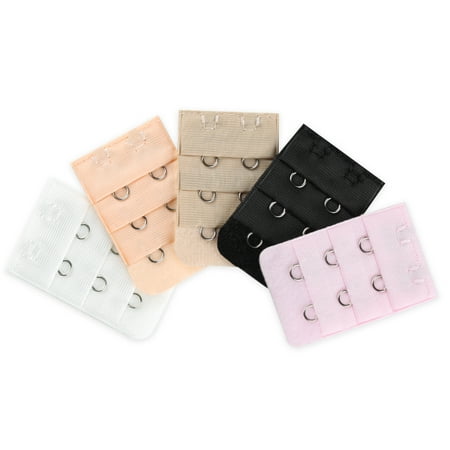 Unique Bargains Women's 3 x 2 Hooks Bra Extenders Strap Extention Pale Pink Beige White 5 Pcs