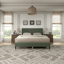 Furniture of America Colly Adult Queen Chenille Fabric Upholstered Platform Bed, Green