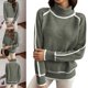 thumbnail image 2 of Women's Loose Fit Acrylic High Neck Sweater Long Sleeve Winter Warm Soft Color Block Knitwear Turtleneck Pullover Top Sky Blue XL, 2 of 4