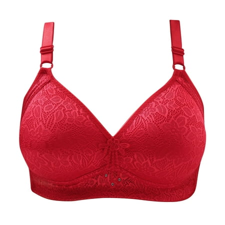 

qILAKOG Bras For Women Full Coverage And Support Everyday Casual Push Up Plus Size Bras Without Steel Rings Female Lace Breathable Gathered Bra for Daily Comfort Wear Ladies Underwear XL