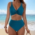 thumbnail image 4 of QURATI Swimwear Women Swimsuit 3D Flower One Shoulder Bathing Suit Padded Monokini Blue L, 4 of 5