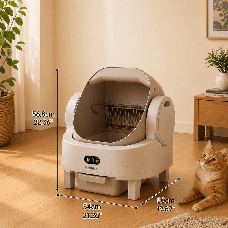 Gimars Self Cleaning Cat Litter Box, Open-Top, Large Capacity, Safety Sensors, For Multi Cats