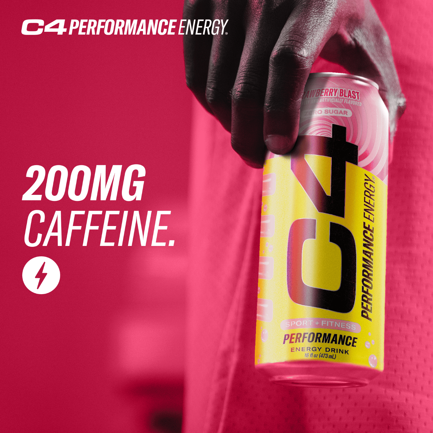 C4 Energy Performance Drink, Strawberry Blast, 16 oz, 12 Pack Cans