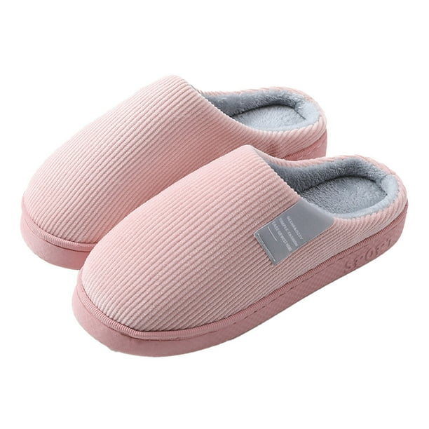 Minnieouse Zapatilla de algodón para mujer y hombre, zapatos coloridos para interiores, parte inferior gruesa, accesorios de ropa, artículos Calzado Rosado 36-37