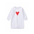 thumbnail image 1 of goowrom Robe Décontractée à Manches Longues pour Filles, Motif Cœur Imprimé Col Rond une Pièce, Blanc/rouge, 1 of 9