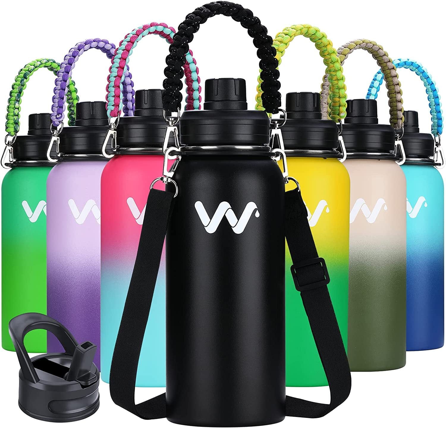 Volhoply 32 oz Insulated Water Bottles Bulk 4 Pack with Straw Lid