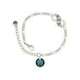 thumbnail image 1 of Delight Jewelry Silvertone Teal Paw on Black Disc Silver-tone Paw Infinity Link Chain Bracelet, 6"+2" Extender, 1 of 3