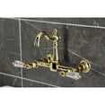 thumbnail image 3 of Kingston Brass KS2442WLL Willshire Double-Handle Wall-Mount Bridge Kitchen Faucet, Polished Brass, 3 of 7