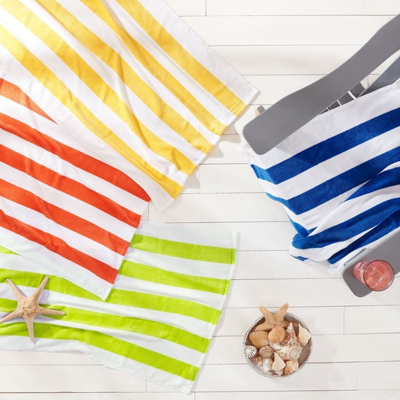4-Pack Cabana Stripe Beach Towels, Standard Size, Assorted Colors, 28 in x 60 in