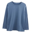 thumbnail image 2 of Camiseta de mujer Blusa suelta de manga larga de color sólido Blusa tipo sudadera, Azul, L Yuarrent AP001130-22, 2 of 7