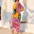 thumbnail image 3 of HAJWOH Plus Size Moo Moos Dress V Neck Short Sleeve Casual Cotton Moomoo Nightgown Loungewear, 3 of 5