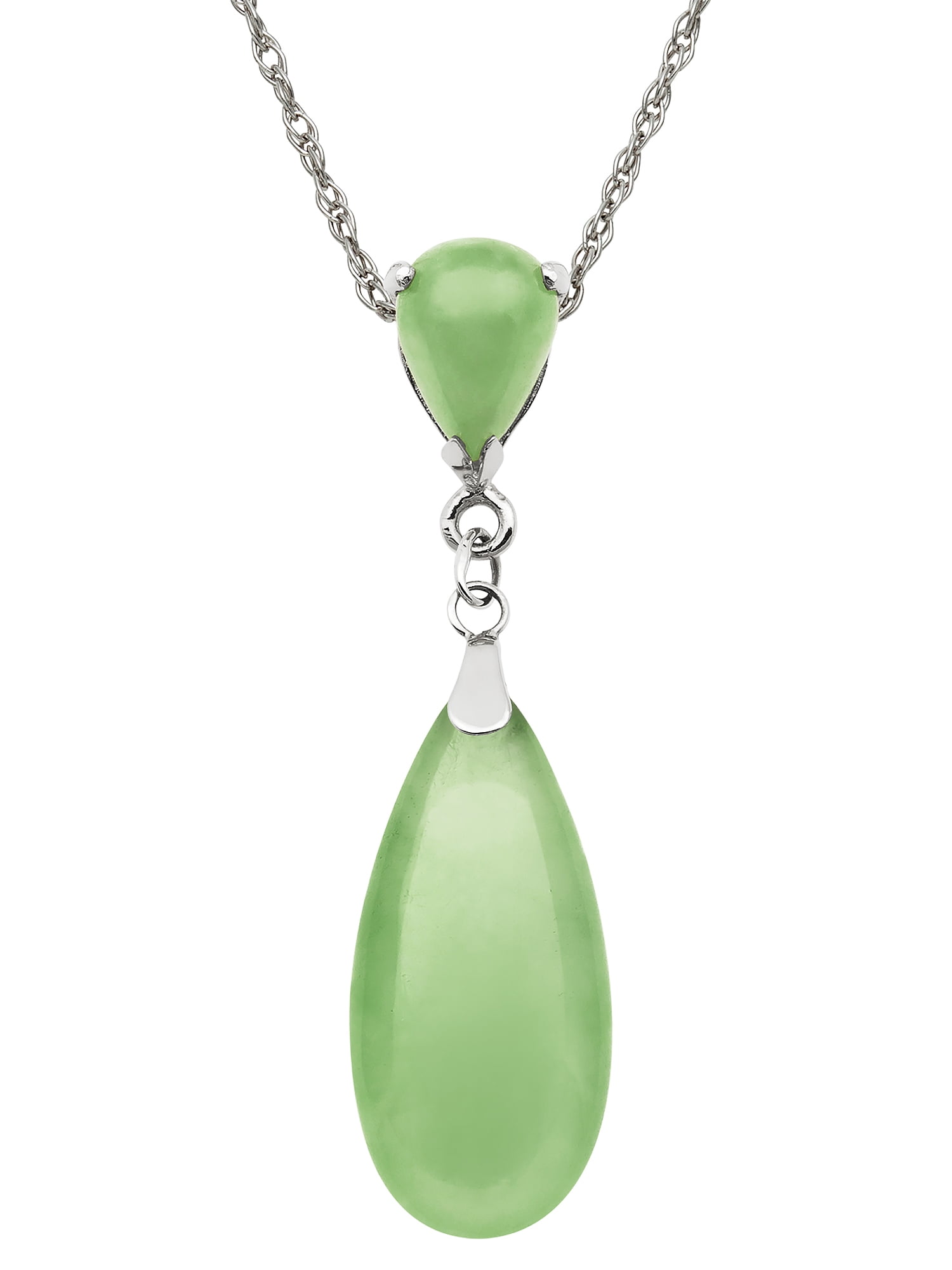Natural Green Jade Gemstone Sterling Silver Teardrop Pendant Chain Necklace 18 - Green Jade Teardrop Pendant Necklace Natural Green Jade Gemstone Sterling Silver Teardrop Pendant Chain Necklace 18 - Green Jade Teardrop Pendant Necklace
