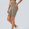 thumbnail image 3 of HomeDM Women's Biker Shorts with Pockets High Waisted Lounge Yoga Shorts Pants for Workout Casual Khaki XL, 3 of 8