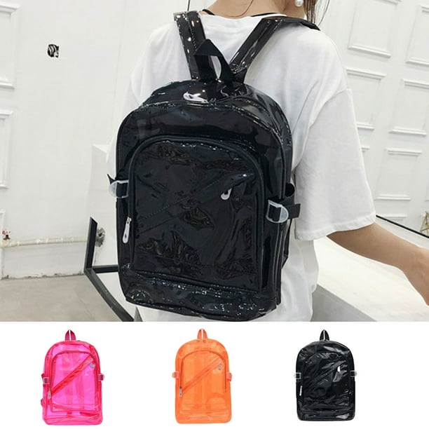 Xihbxyly Mochila de Plástico Transparente, Diseño Fluorescente En Color Caramelo, Material de Pvc Ligero, Fácil de Limpiar, Ideal para Primavera y Verano, Impermeable, Tamaño A4, 40 X 28 X 15 Cm.