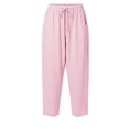 thumbnail image 4 of Htrmlpk Women Plus Size Wide-Leg Pants Elastic Waist Summer Athletic Workout Trousers Drawstring Full Length Active Pants with Pocket, 4 of 7