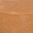 thumbnail image 4 of Simpli Home Brody 32 inch Wide Boho Round Coffee Table Pouf in Distressed Brown Vegan Leather, 4 of 7