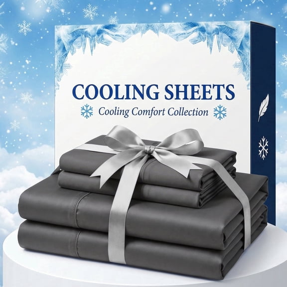 Deep Pocket Bamboo Fiber Sheet Set, Cooling Breathable Soft Wrinkle Resistant, Hypoallergenic & Easy Care for Bedroom(Gray,Twin)