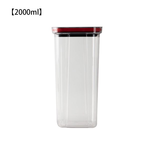 Tarro de almacenamiento de alimentos Cocina casera Apilable Arroz Condimento Aperitivos Recipiente transparente a prueba de humedad, Negro Rojo, Grande Methold HA001234-01