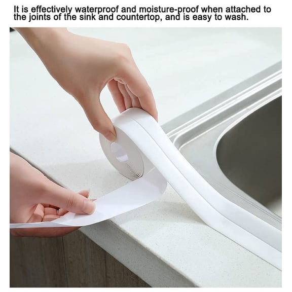 Caulk Strip, 2 Pack 1.5 inch x 10.5Ft Caulk Strip for Bathtub Self Adhesive Caulk Tape Caulking Sealing Tape for Kitchen Magic Caulk Tape