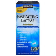 KS Fast Acting Lactase,Helps Prevent Symptoms of Gas, Bloating and Diarrhea 180 Caplets