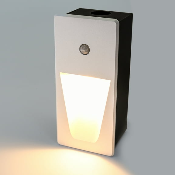 Motion Sensor Stair Light, 3 Adjustable Color Temperatures, Rectangular Aluminum Housing, White Matte Finish, For Stairs, Hallways and Entrances