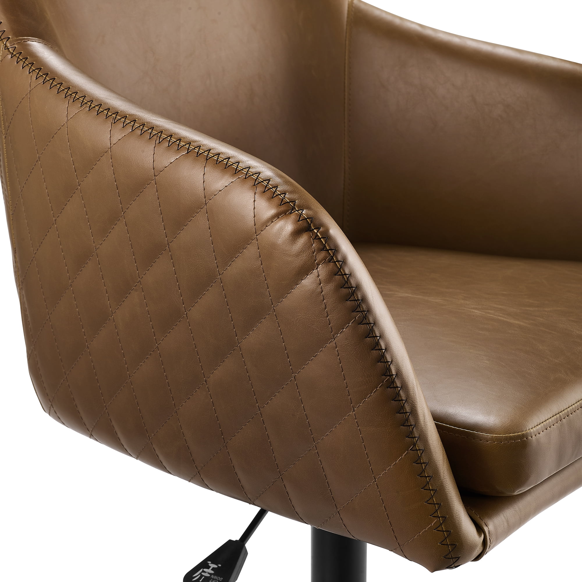 Manor Park Mid Century Modern Barrel Swivel Office Chair, Whiskey Brown