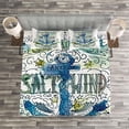 thumbnail image 3 of Ambesonne Marine Quilted Bedspread Set 3 Pcs, Ocean Anchor, Queen Size, Multicolor, 3 of 3