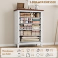 thumbnail image 7 of EastVita White Freestanding 41.3 Inch Tall Vertical Wooden Chest of Dresser with 5 Storage Drawer and Brown Top Finished for Living Room Bedroom Entryway Bedroom, 7 of 7