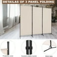 thumbnail image 5 of YEXJ 3-Panel Folding Privacy Screen, 6 Ft Portable Room Divider for Separating Spaces,102" W x 70" H Freestanding Partition Room Panel-Beige, 5 of 10
