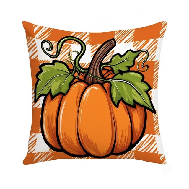 Fall Pillow Covers Fall Pumpkin Thanksgiving Pillow Covers, 17.7X17.7 Inches, Decorative Pillow Cases for Home Decor with Soft Fabric and Hidden Zipper Fall Home Decor