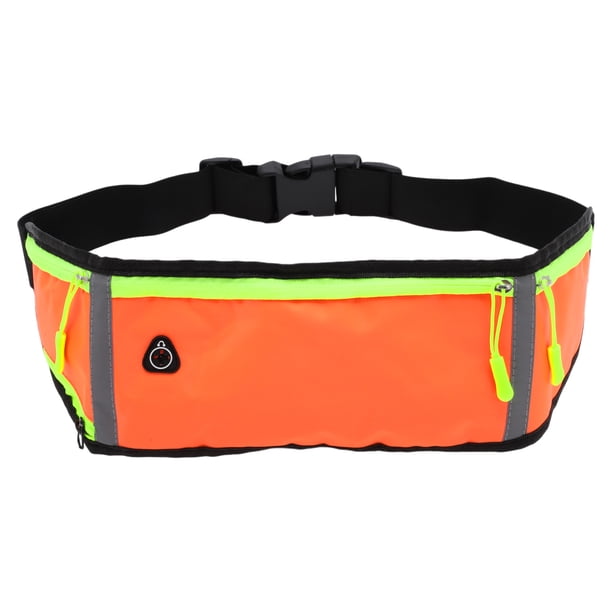 Unique Bargains 1 Pc Cinturón de Correr Modelo de Tres Bolsillos para Senderismo Gimnasio Naranja Nylon
