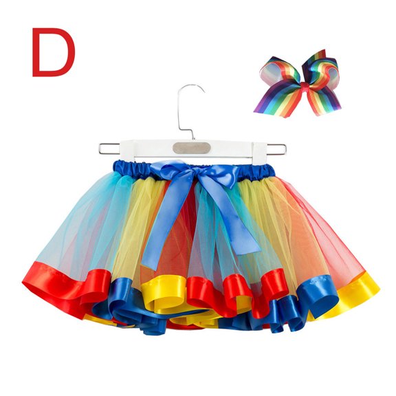 XMMSWDLA Toddler Girl Clothes Baby Girls Cute Rainbow Net Yarn Princess Pettiskirt Multi-color Skirt