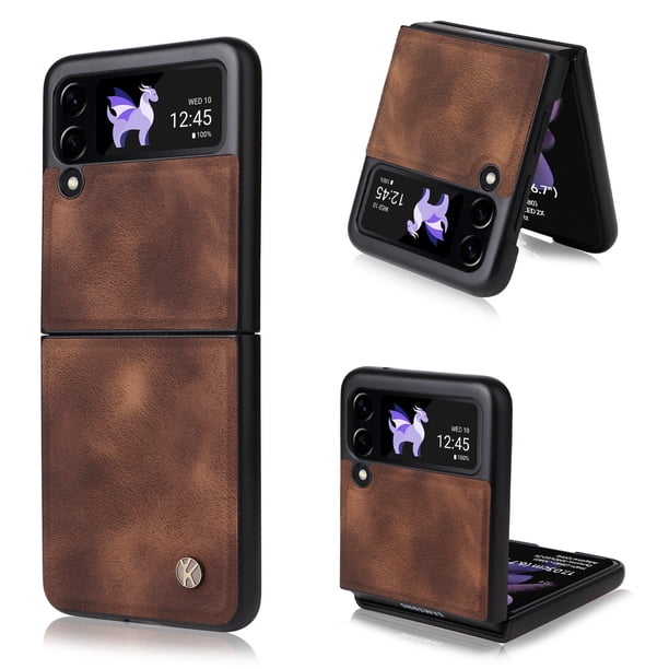 Funda Premium de cuero PU para Samsung Galaxy Z Flip 4, 3, Flip4, Flip3, 5G, resistente a los arañazos, Color sólido, a prueba de golpes comercio de xuanjing unisex