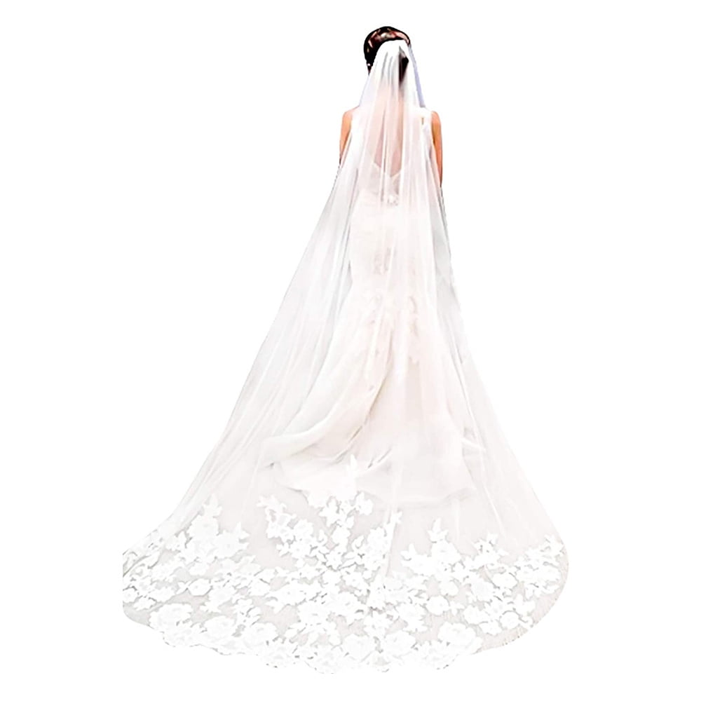 New 2 Tier White Ivory Wedding Bridal Veil Waist Length 32"-Glittering Tulle